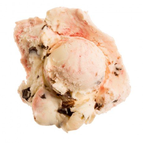 image of Raspberry Fudge Torte made with vanilla ice cream, fudge pieces, red raspberry swirl